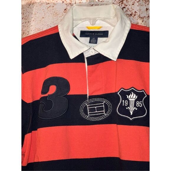 Vtg Y2K Tommy Hilfiger Kane West Style Rugby Shirt long sleeved polo size Small - Picture 4 of 5